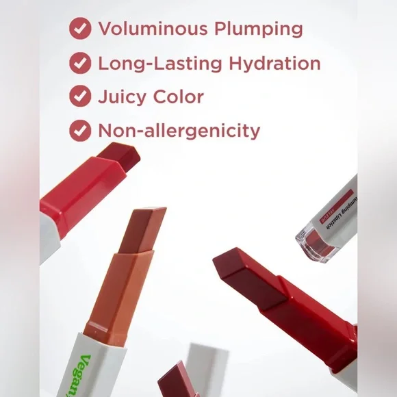 touch in Sol Fleur Vegan Again Juicy Plumping Lipstick- soft pink beige, volume - Picture 5 of 9